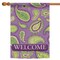 Toland Home Garden Purple and Green Paisley "Welcome" Outdoor House Flag 40" x 28"